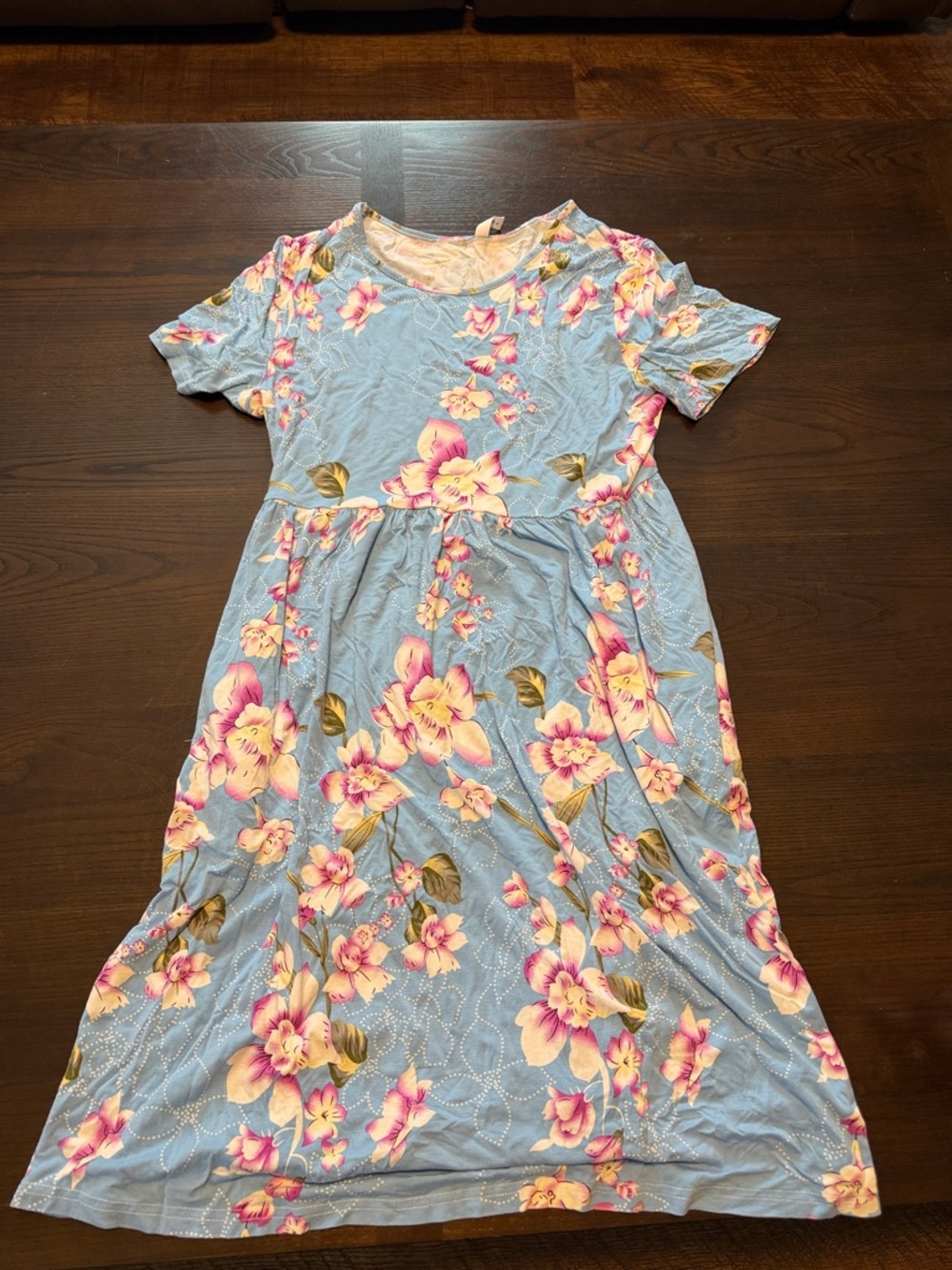 Women’s Blue Floral Short Sleeve Casual Dress